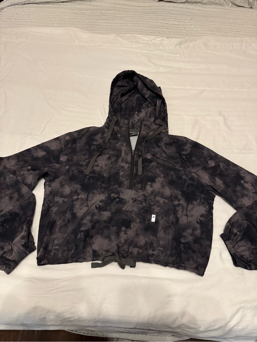 Hurley Tie-Dye Hooded Anorak Jacket - Black & Charcoal